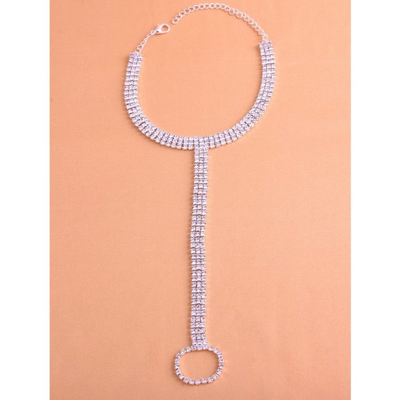 SEXY Rhinestone Anklet Toe Ring Bling Beach Ankle Bracelet Foot Feet Jewelry - Picture 2 of 3